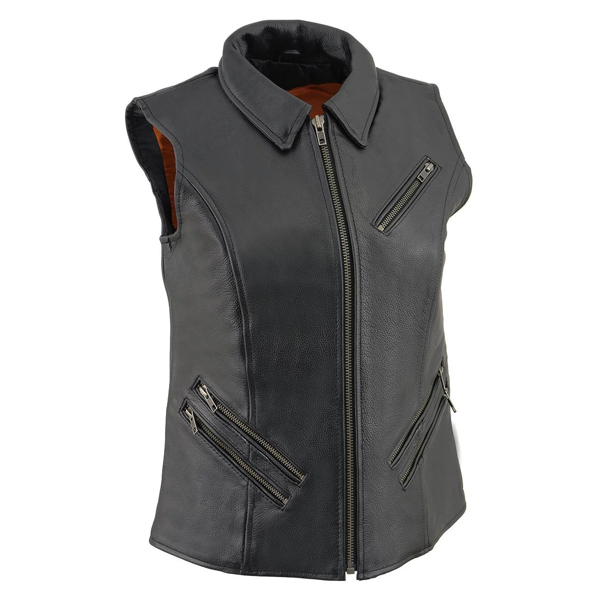 Prestigious Milwaukee Leather MLL4520 Women s Black Shirt Collar Motorcycle Rider Vest w 4 Front Lower Pockets Premium Material