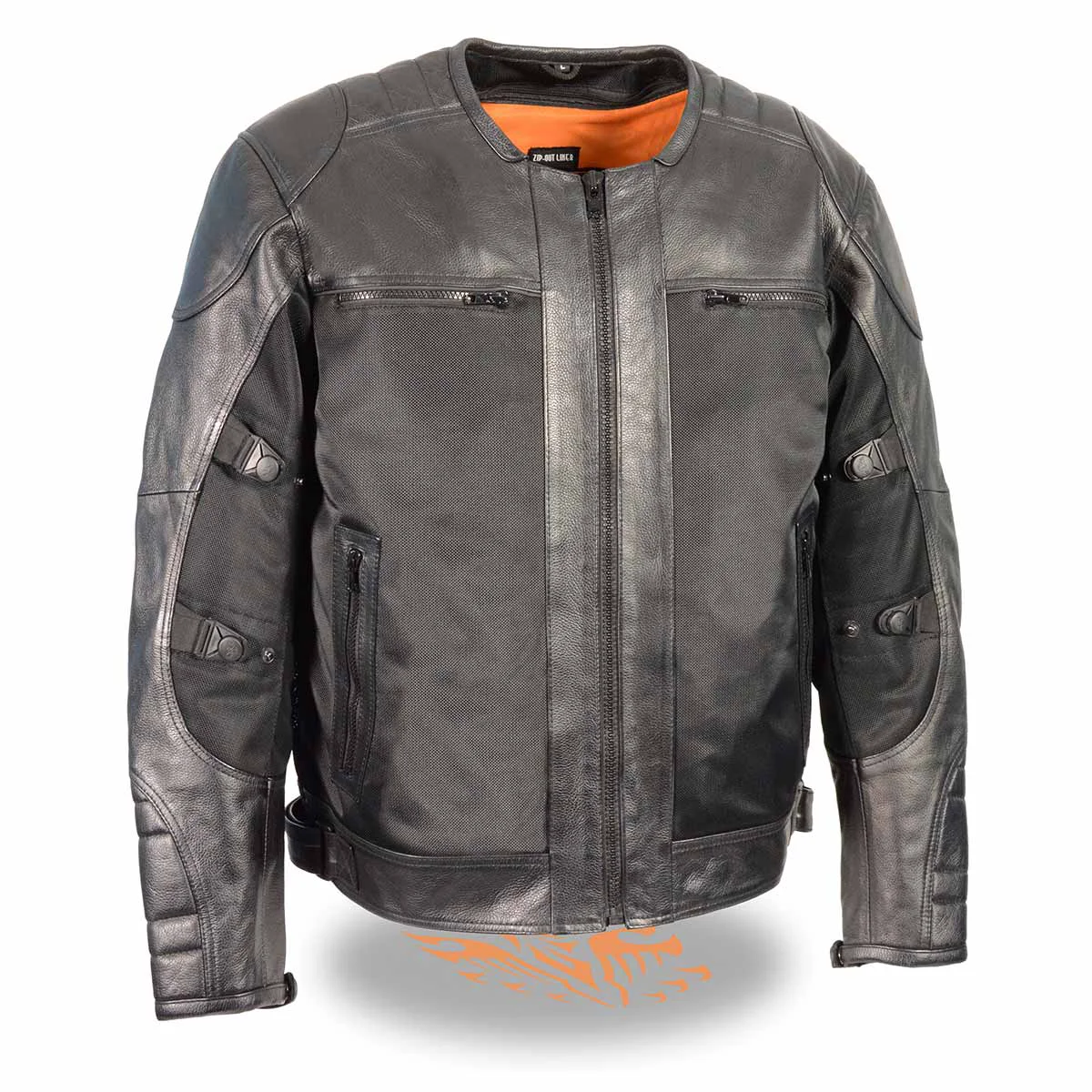 Proven Milwaukee Leather MPM1795 Black Leather with Mesh Armored Racer Motorcycle Jacket for Men – All Seasons Organic