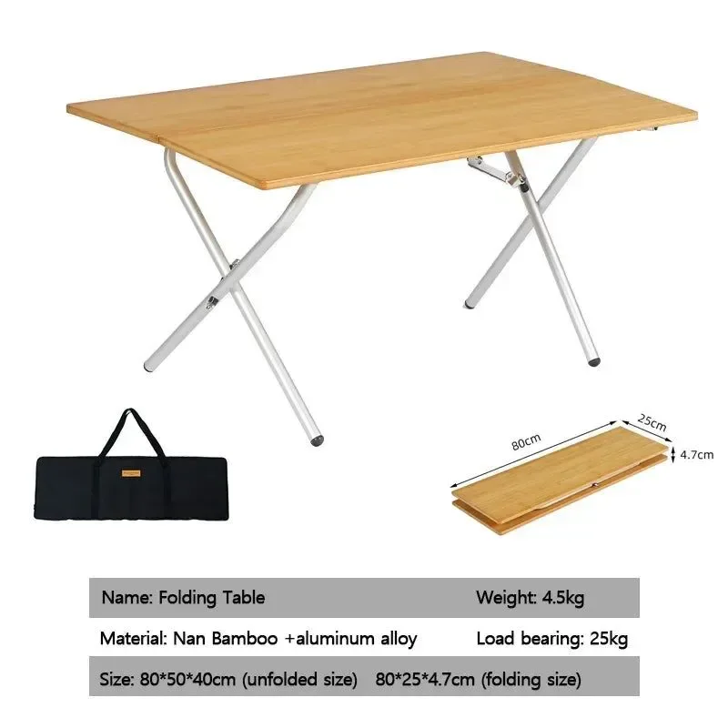 High-End Portable Bamboo Folding Table for Outdoor Camping and Picnic SPECIFICATIONS Consistent