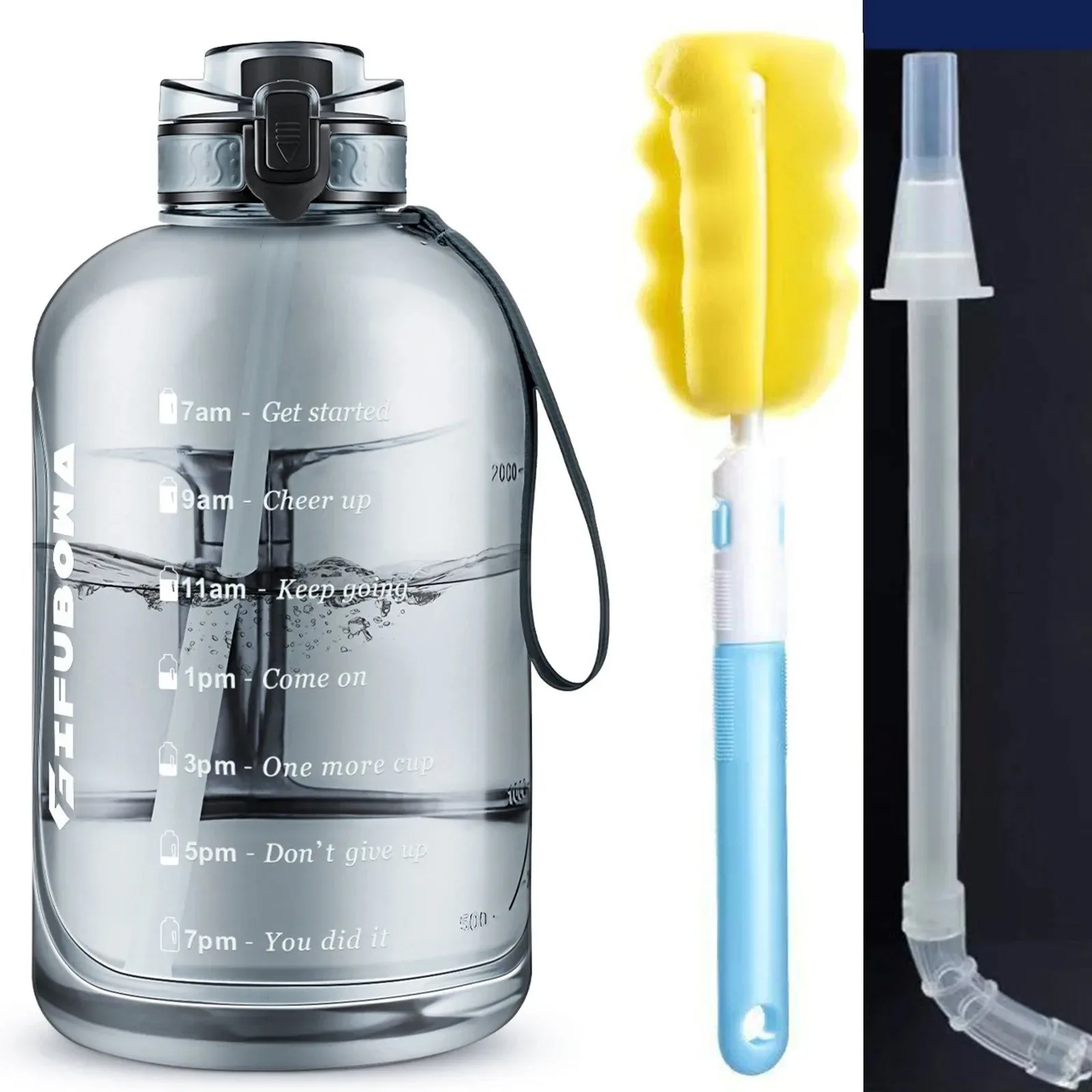 Authentic 3L Motivational Water Bottle with Time Markers – BPA- Large Sports Jug with Handle Leak-Proof Lid Top-Quality