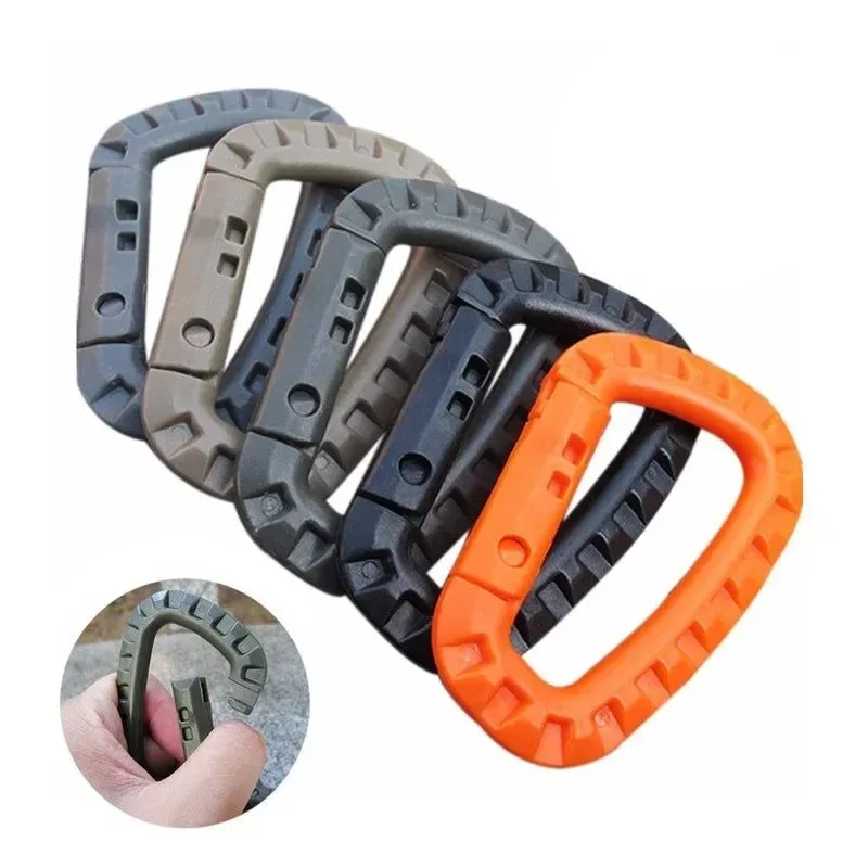 Easy-to-Use 5pcs 8.5cm Tactical Backpack Buckle Carabiner Hook – D Shape Plastic Fast Carabiner for EDC Gear and Outdoor Camping Responsible