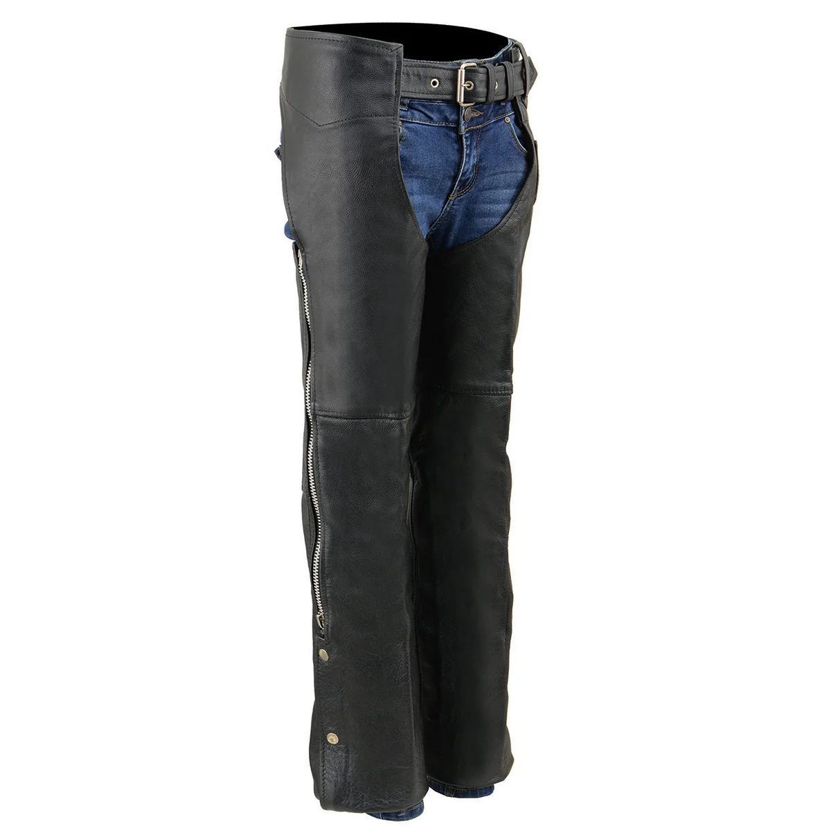 Certified Milwaukee Leather SH2013 Kids Unisex Black Classic Leather Chaps High-Quality
