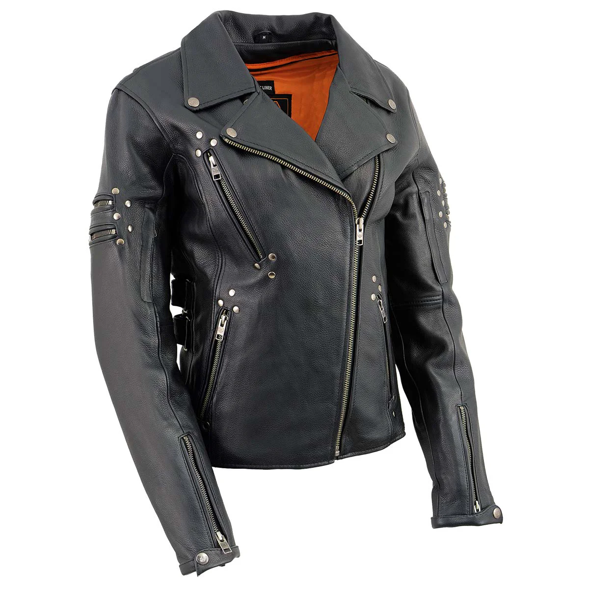 Exceptional Milwaukee Leather MLL2585 Women’s Black Premium Leather Motorcycle Rider Jacket with Rivets Sustainable