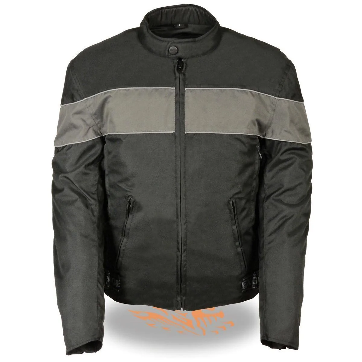 Reliable NexGen SH212101 Men’s Black Textile Moto Jacket with Grey Reflective Striping Powerful