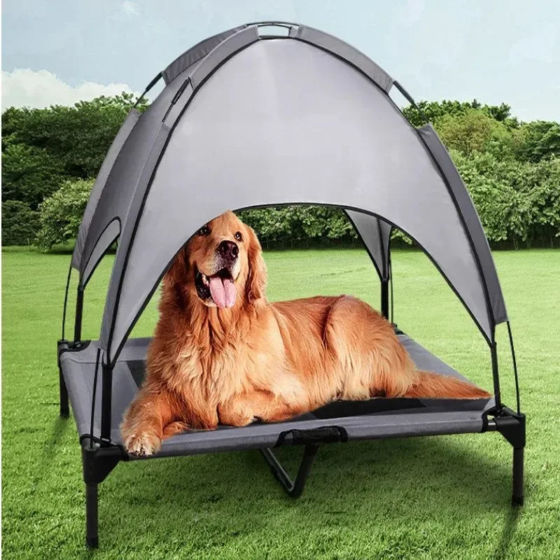 Durable Portable Raised Pet Bed with Sun Canopy for Outdoor Camping Proven