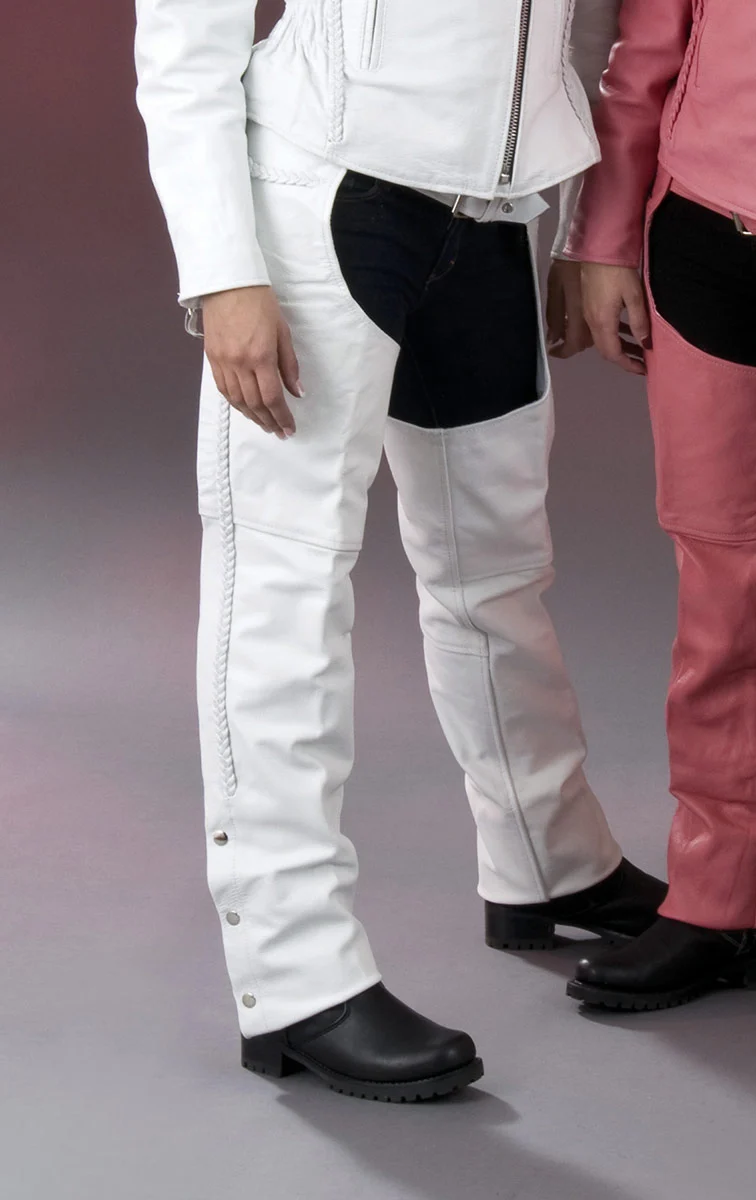 Pure Milwaukee Leather SH1135 Women’s ‘Braided’ White Classic Leather Chaps Outstanding