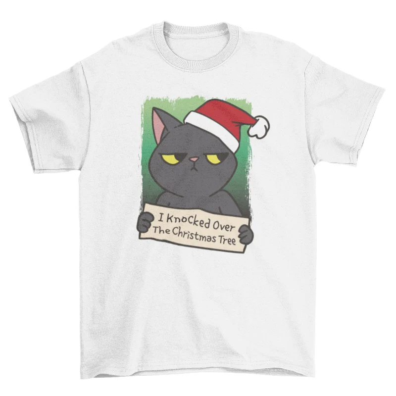 High-End Black Cat Christmas Tee Top-Quality