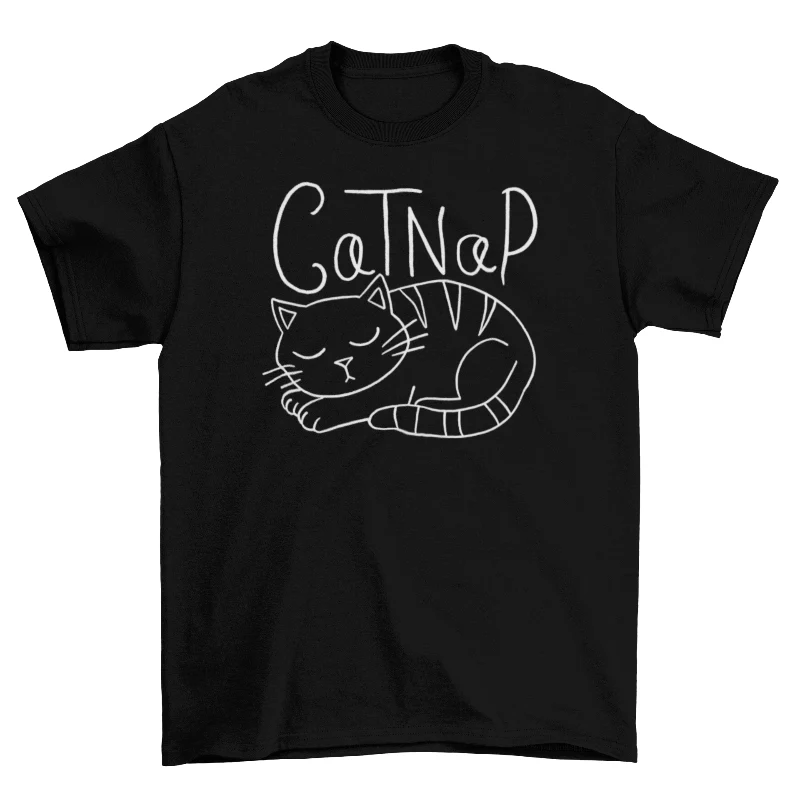 Recyclable Napping Cat Tee Minimalist
