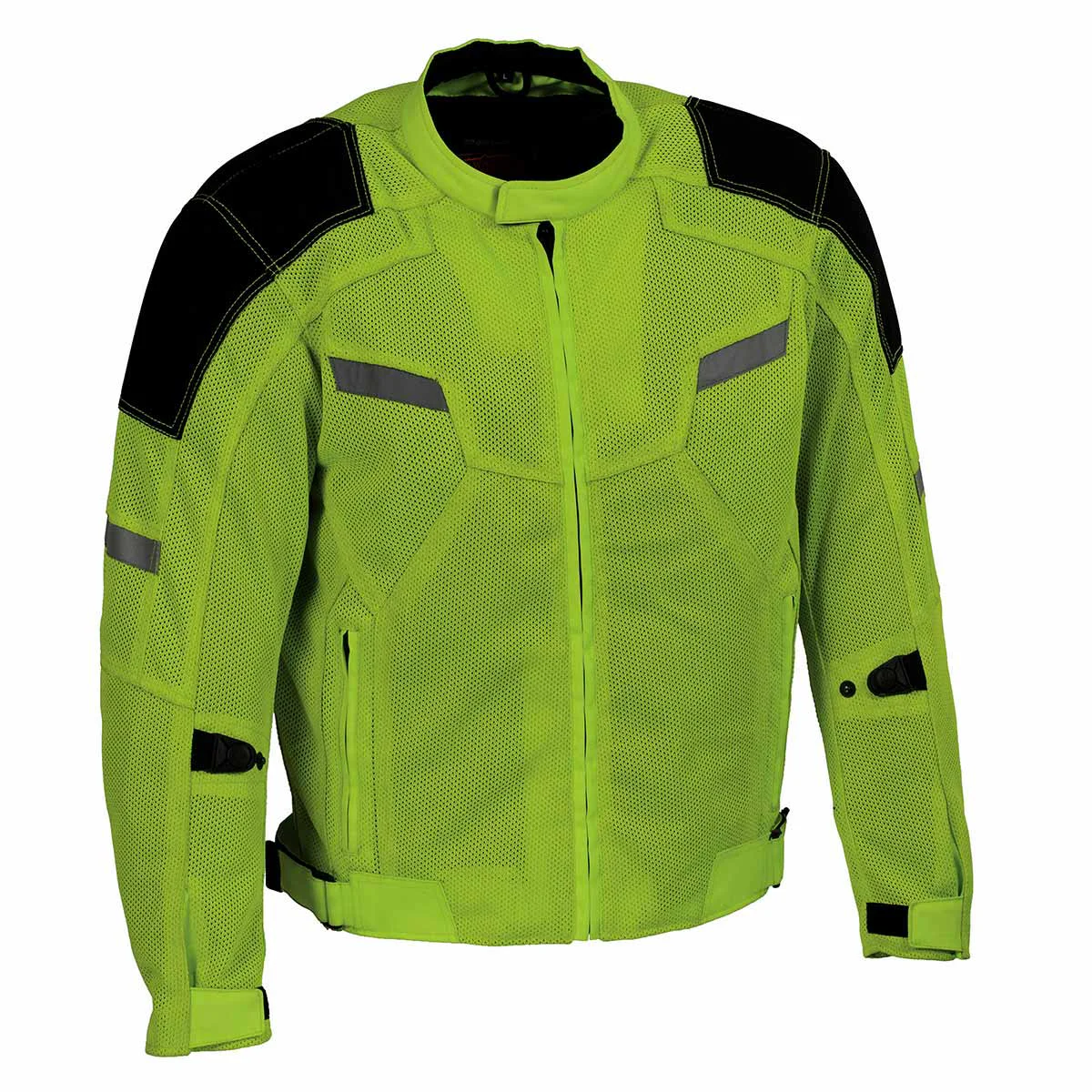 High-Grade Milwaukee Leather MPM1792 Men’s Black and High-Viz Green CE Armored Textile Motorcycle Jacket- All Season Biker Jacket Versatile