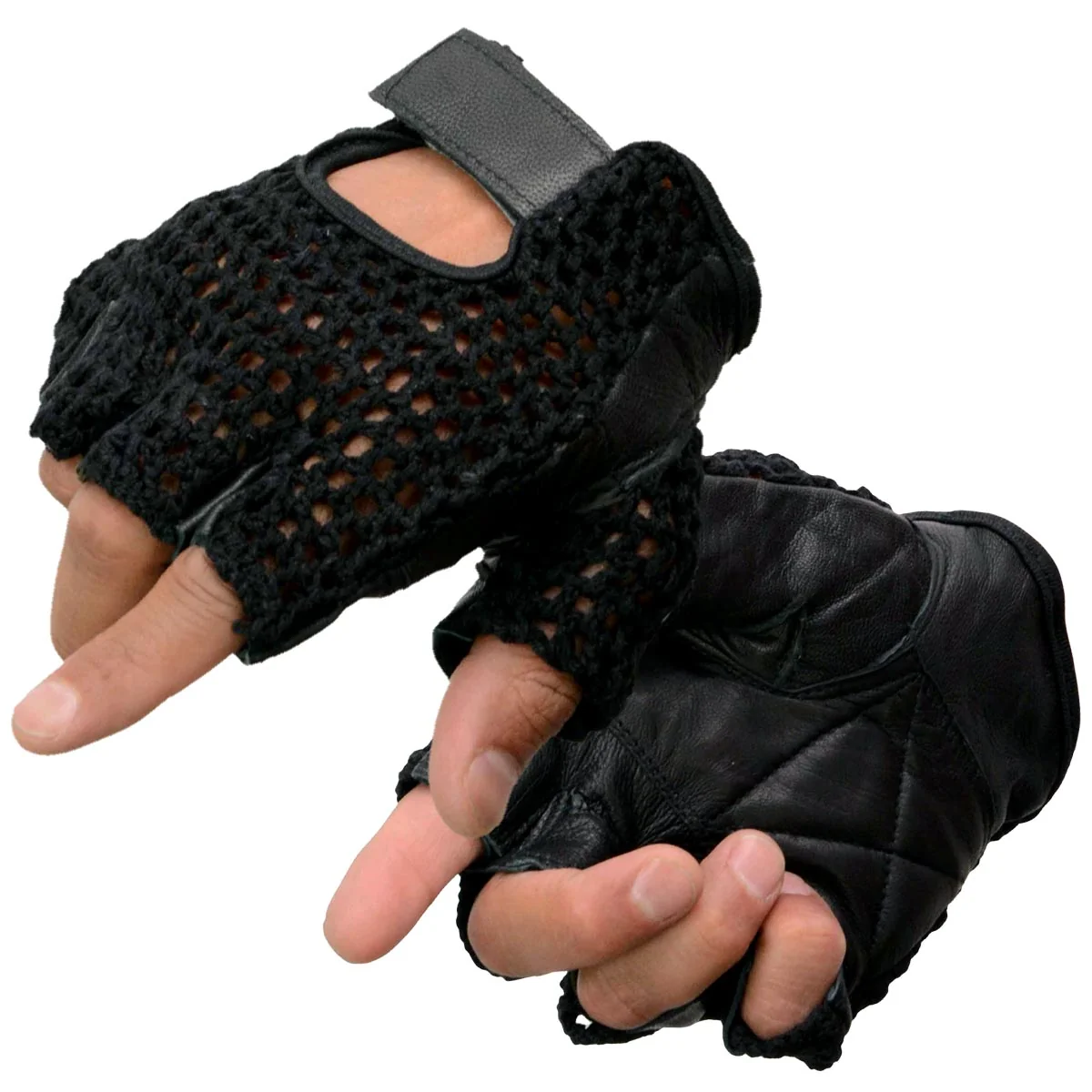 Top-Quality Milwaukee Leather SH219 Men’s Black Leather Gel Padded Palm Fingerless Motorcycle Hand Gloves W Breathable Mesh Material World-Class