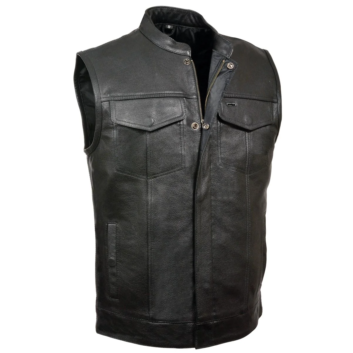 Certified Z1R3710 Men s 30-06 Black Motorcycle Leather Vest Original