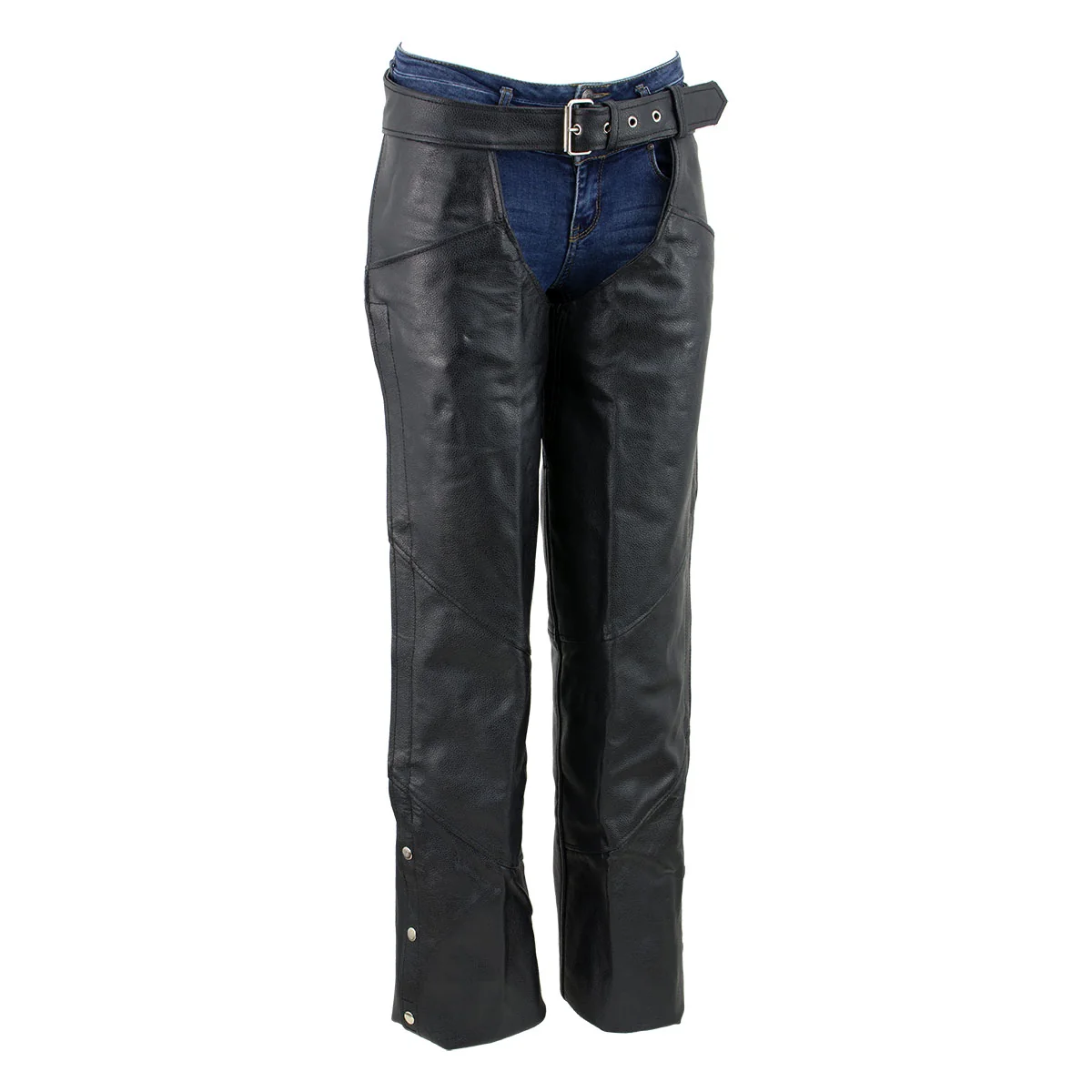 Enhanced Unisex XS462 Tall-Size Black Thermal Lined Leather Motorcycle Chaps Casual