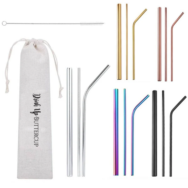 Fine Buttercup Metal Straws Green