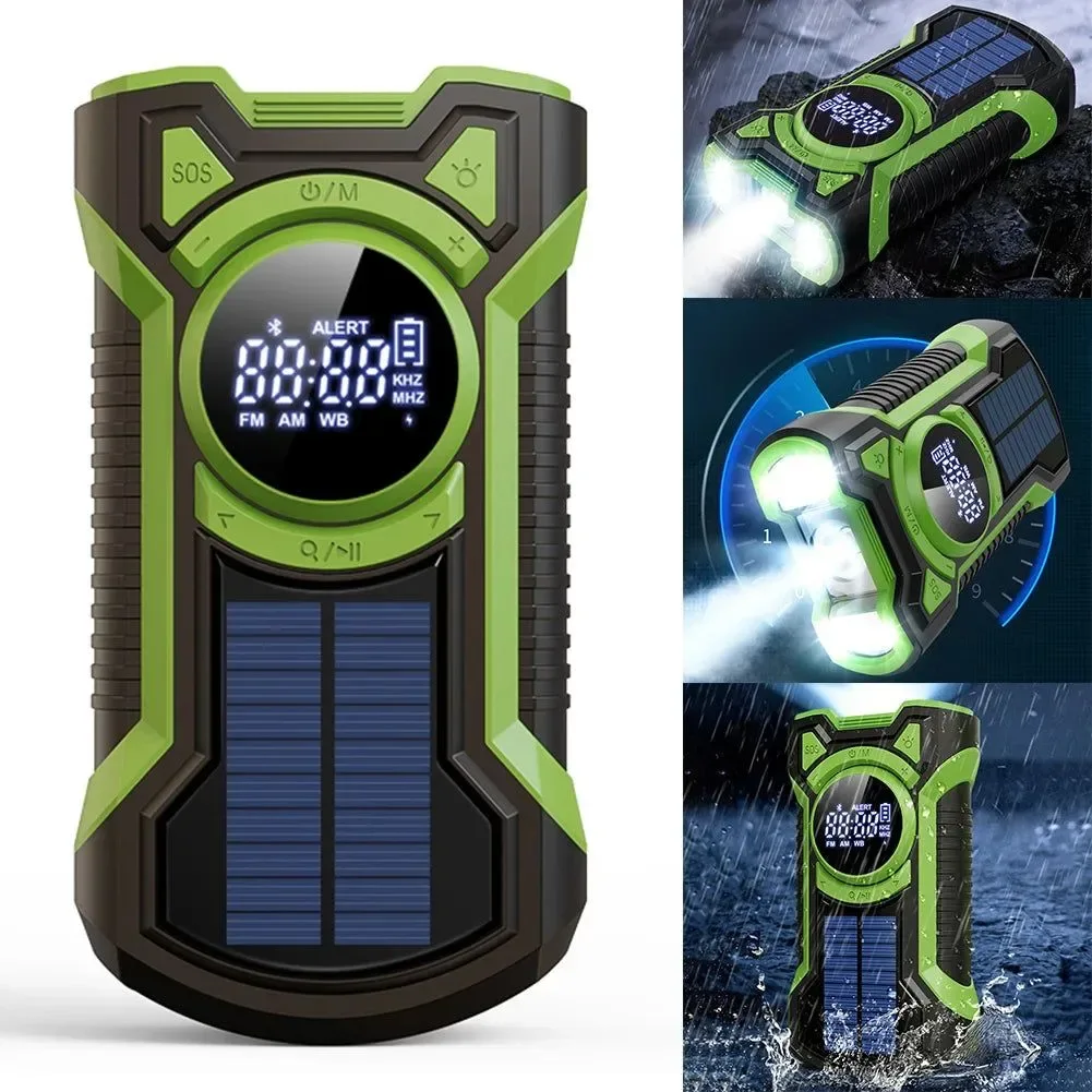 Detailed Solar Emergency Weather Radio – Waterproof Hand Crank Portable Radio with 5000mAh Battery Bluetooth 5.3 for Outdoor Camping Official