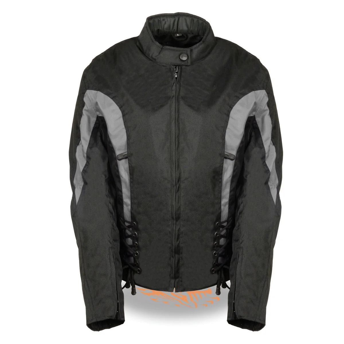 Enhanced Bikers Edge SH2188 Women’s Black and Grey Textile Jacket with Side Stretch Trendy