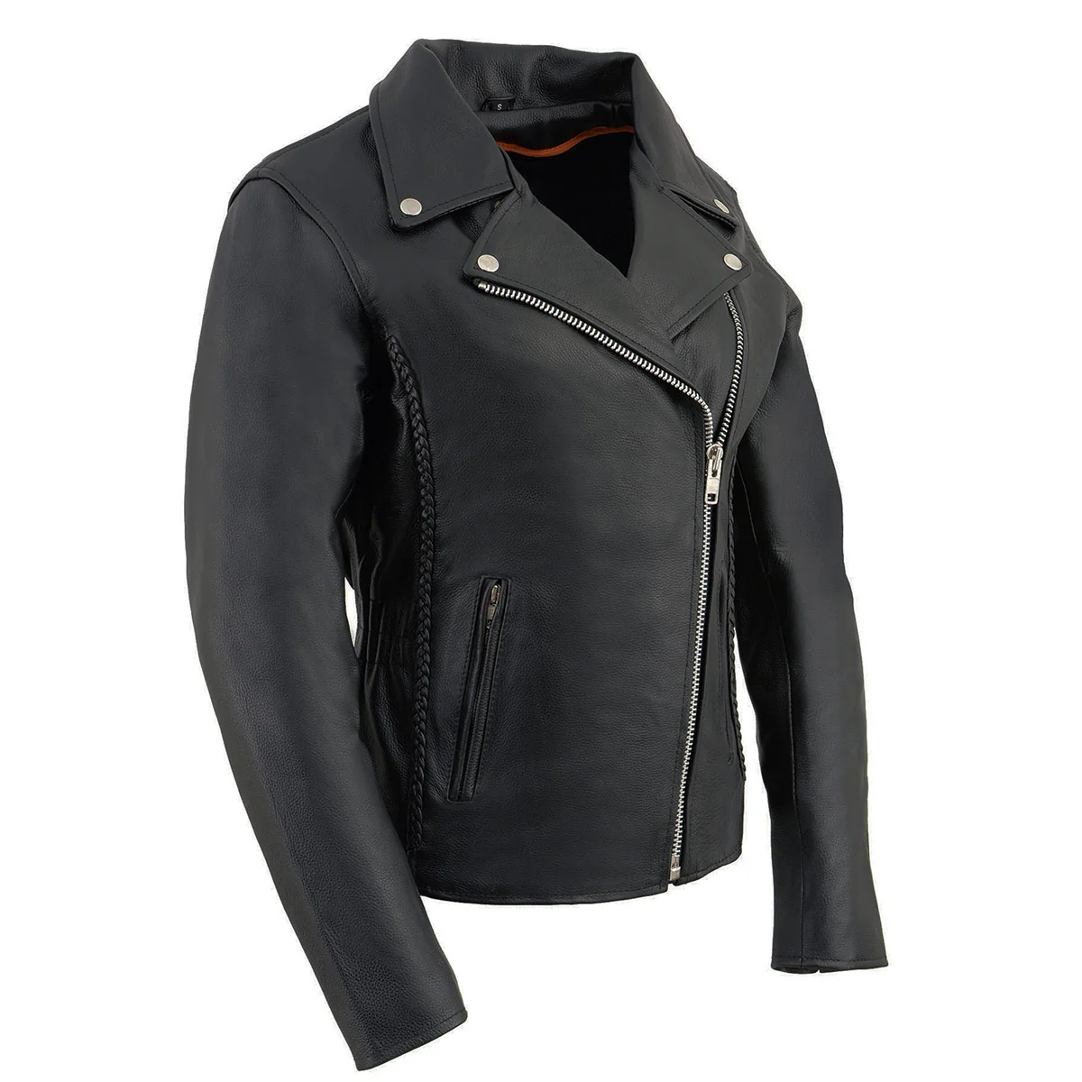 Convenient Milwaukee Leather LKL2710 Women’s Classic Black Braided Motorcycle Jacket with Studded Back Certified