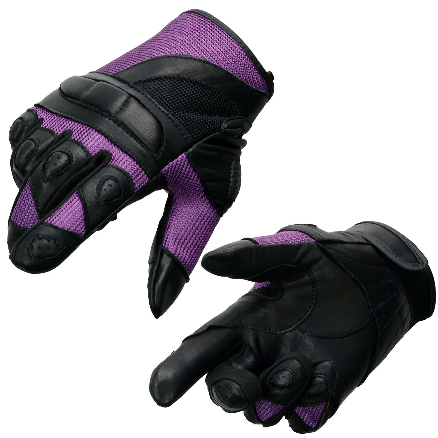 Responsible Milwaukee Leather SH802 Women’s Black and Purple Leather with Mesh Combo Racing Gloves High-Quality