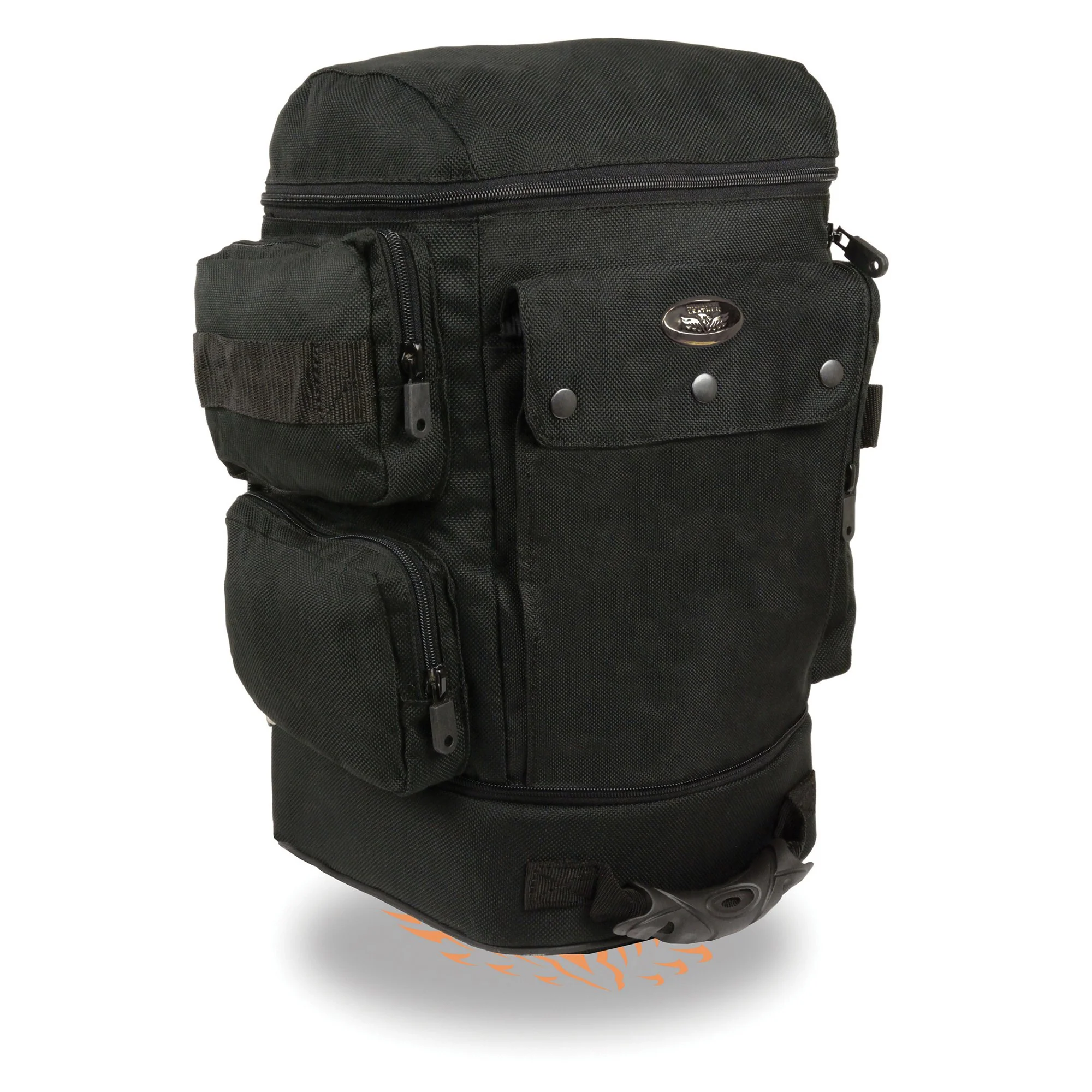 Practical Milwaukee Leather SH688 Large Black Retractable Nylon Sissy Bar Motorcycle Bag with Luggage Handle Excellent
