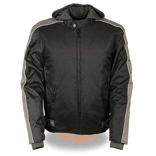 World-Class NexGen SH2034 Men’s Black and Grey Nylon Racer Jacket with Hoodie Excellent