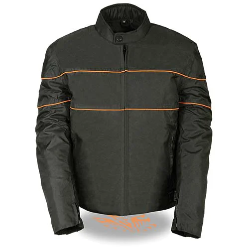 Pure NexGen SH2285 Men’s Black with Orange Stripes Scooter Style Textile Jacket Selected