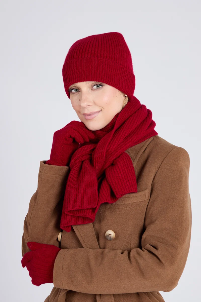 Comfortable Foxford Red Cashmere Gloves Certified