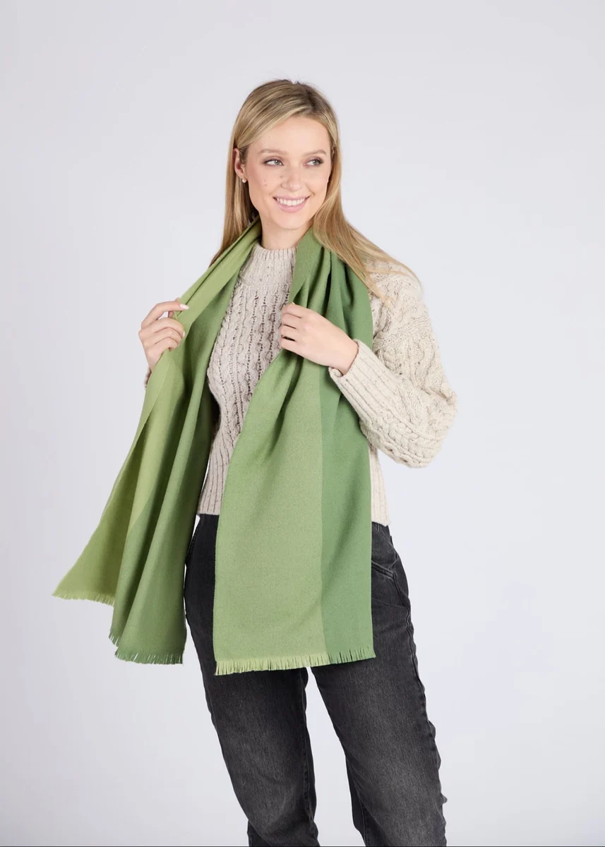 Sophisticated Foxford Four Green Stripe Extra-Fine Merino Scarf Functional