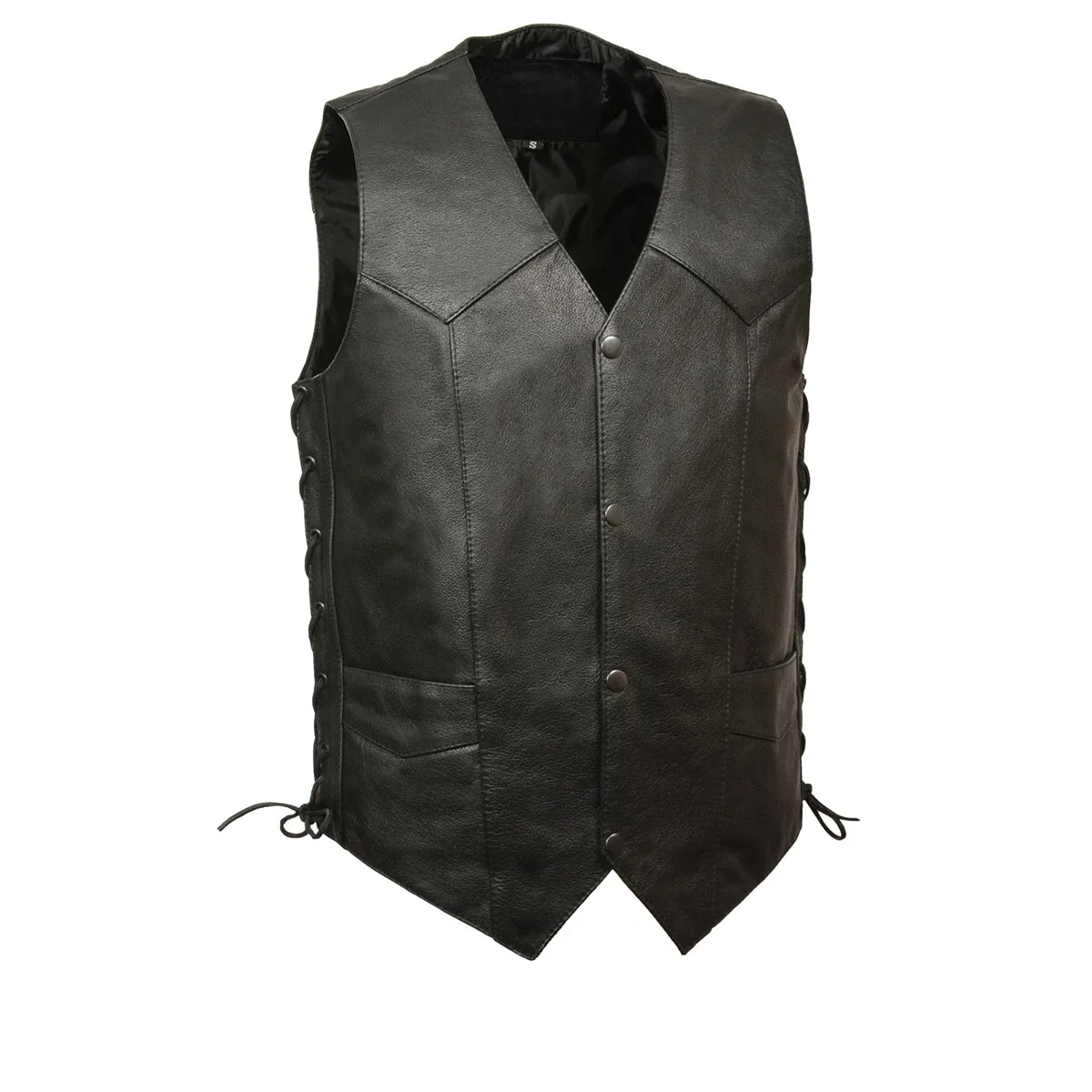 Flexible Men s XS103 Classic Black Side Laced Biker Leather Vest Functional