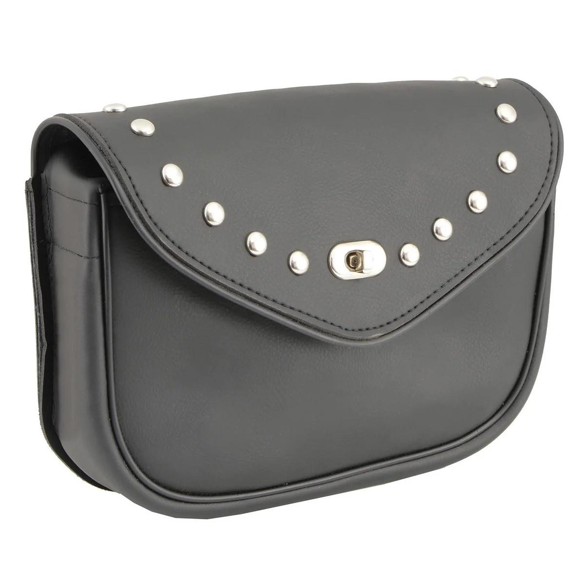 High-Grade Milwaukee Leather SH633 Black PVC Extra Large ‘Studded’ Motorcycle Windshield Bag with Turn Lock Outstanding