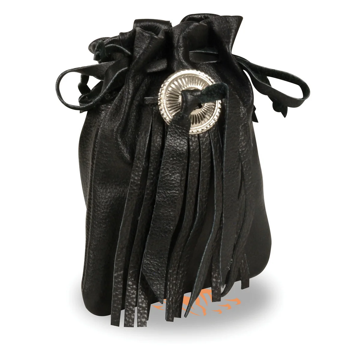 Fashionable Milwaukee Leather SH550 Leather Draw String Belt Pouch with Belt Clasp Solid