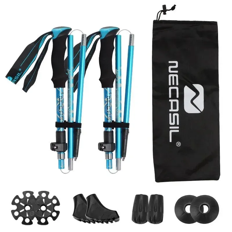 Solid Lighten Up Carbon Fiber Folding Trekking Poles – Ultralight Quick-Lock EVA Grip 0.73kg pair Easy-to-Use