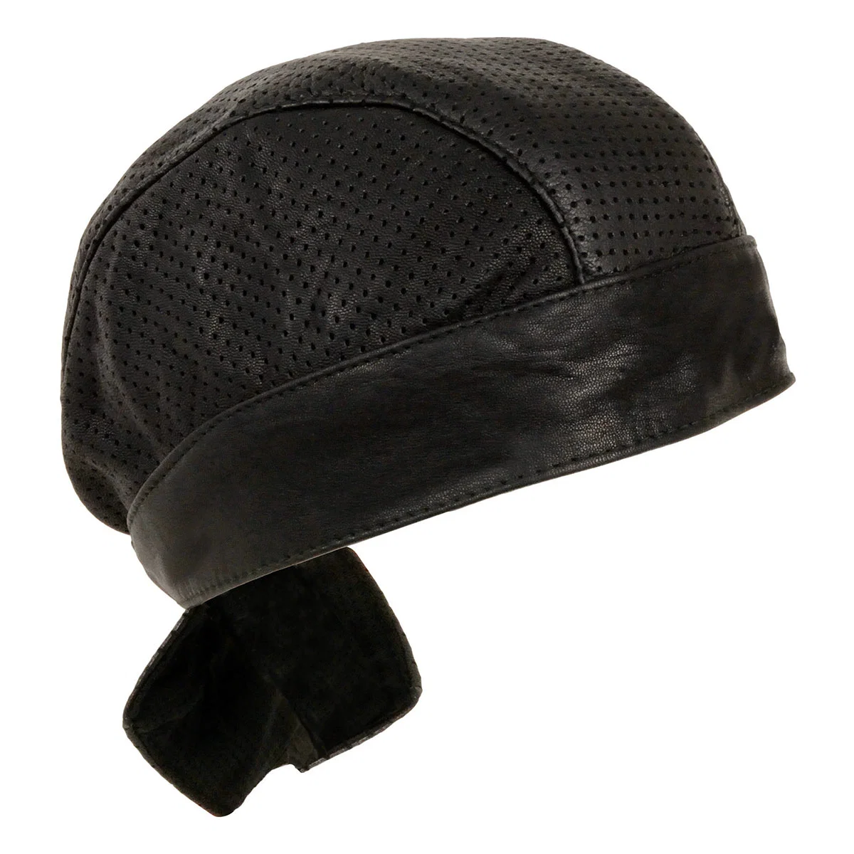 Healthy Milwaukee Leather SH324 Unisex Black Perforated Leather Motorcycle Skull Cap Elite