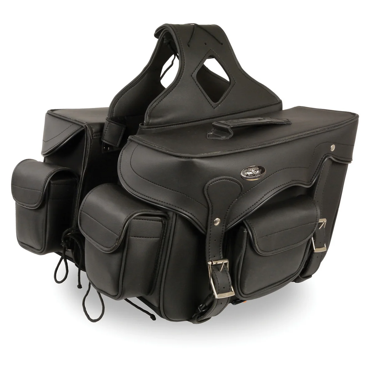 Original Design Milwaukee Leather SH66602 Zip-Off Double Pocket PVC Throw Over Motorcycle Saddlebags Clean