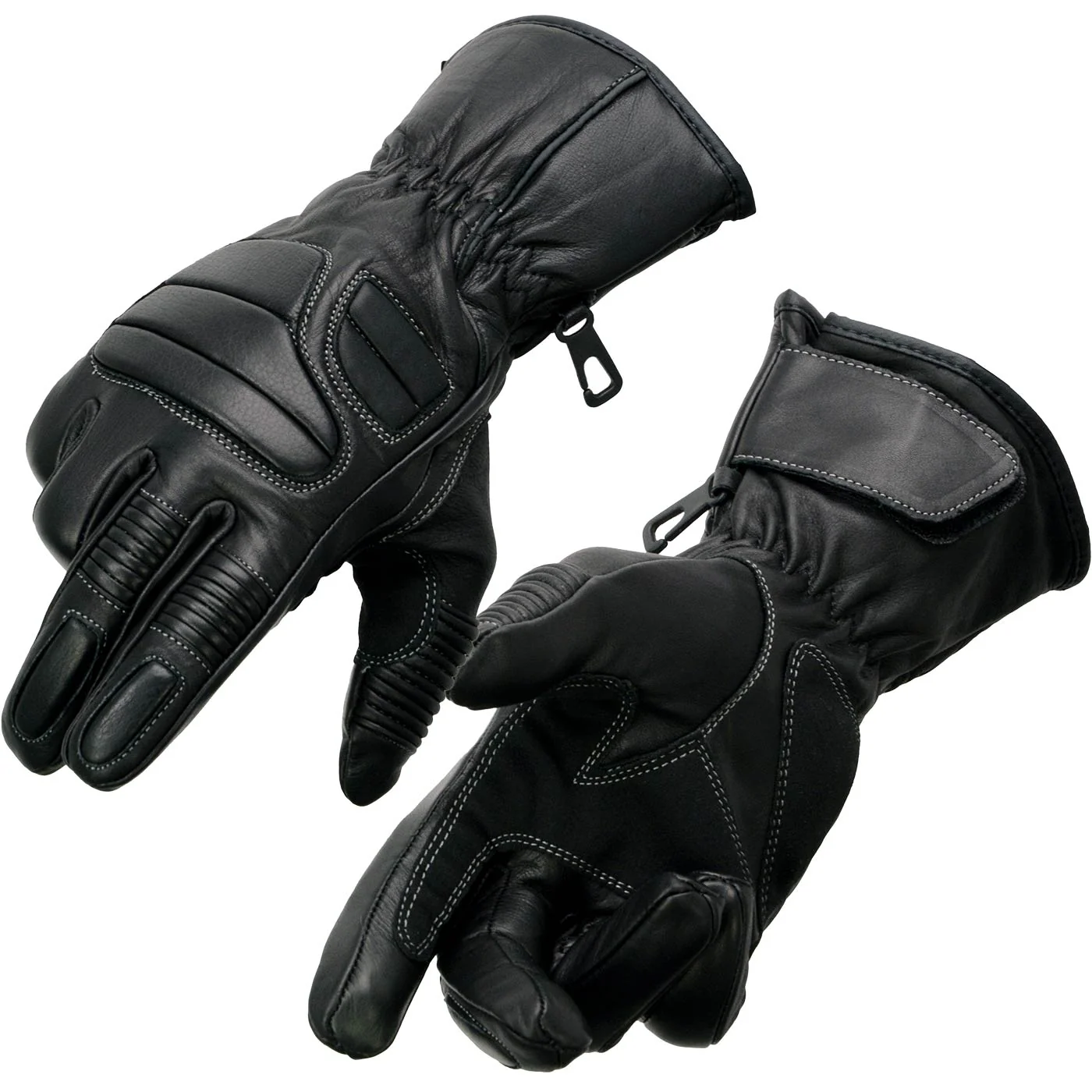 Secure Milwaukee Leather SH607 Men’s Black Leather Gauntlet Padded Back Racing Motorcycle Hand Gloves W Reflective Piping. Quality