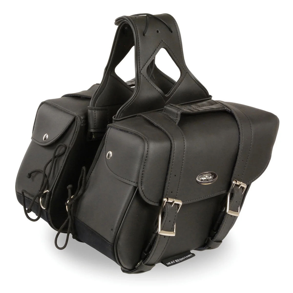 Top-Quality Milwaukee Leather SH58001ZB Medium Black Zip-Off PVC Slanted Throw Over Saddlebags Traditional