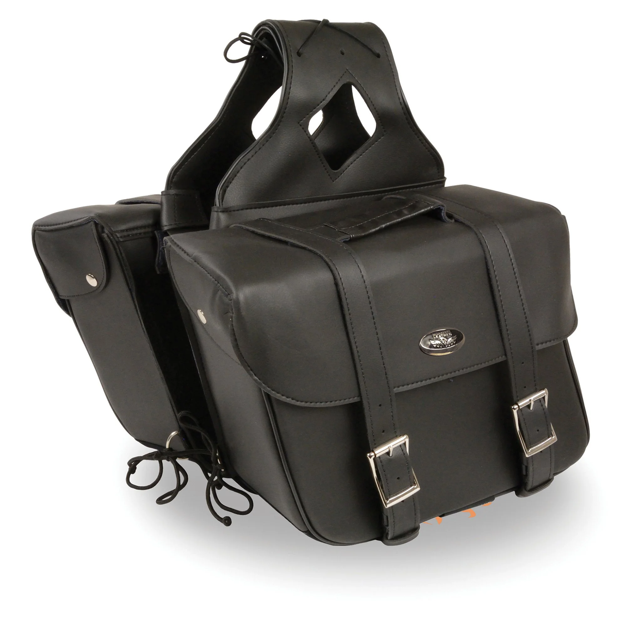 Efficient Milwaukee Leather SH580ZB Black Large Zip-Off PVC Slanted Throw Over Motorcycle Saddlebags Elite