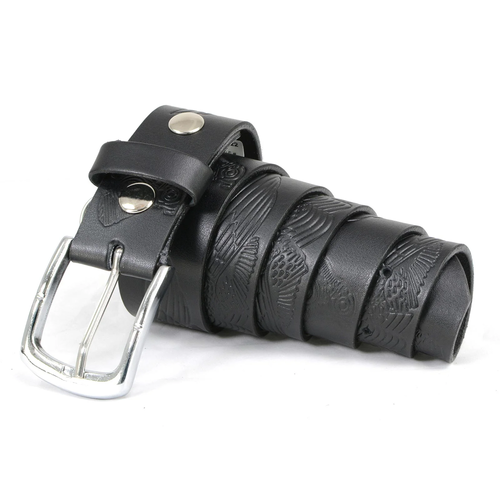 Easy-to-Use Milwaukee Leather MP7122 Men's Engine Block Wings - Black Leather Belt w Interchangeable Buckle - 1.5 inches Wide Luxury