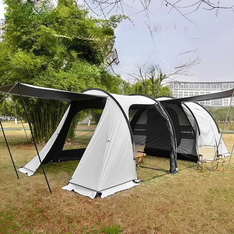 Contemporary 5-8 Person Blackout Tunnel Tent with Canopy – UPF100 Waterproof Family Camping Shelter Flexible