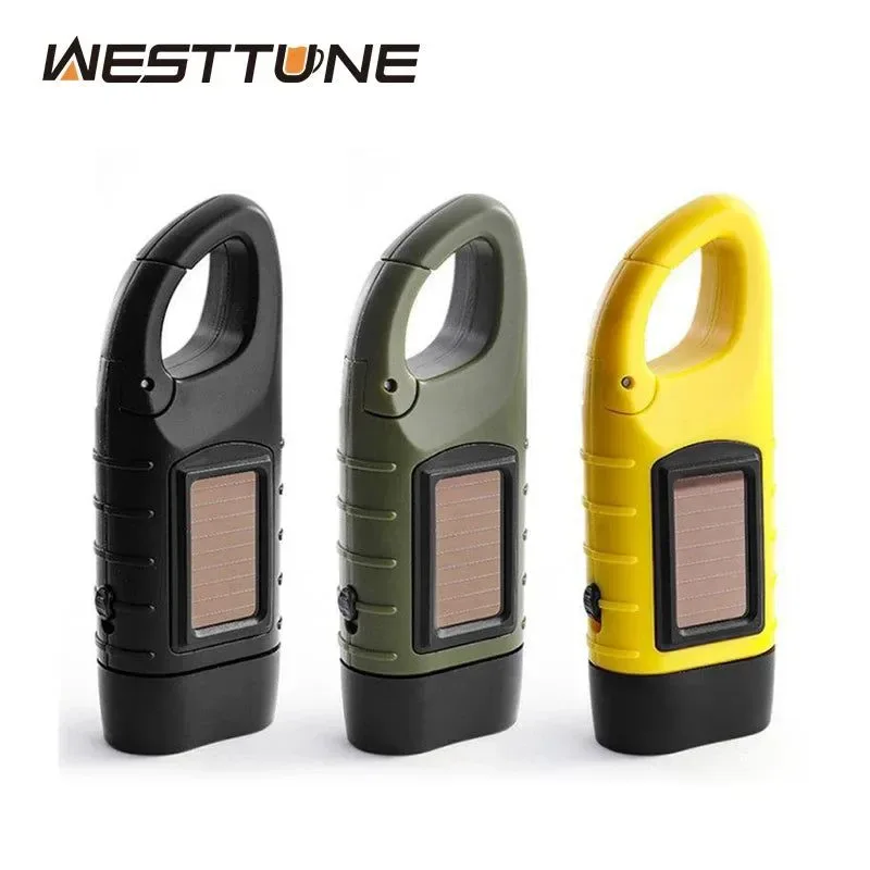 Top-Quality LED Solar Power Flashlight with Hand Crank Rechargeable Keychain Light – Outdoor Survival Emergency Flashlight for Camping Hiking Reusable