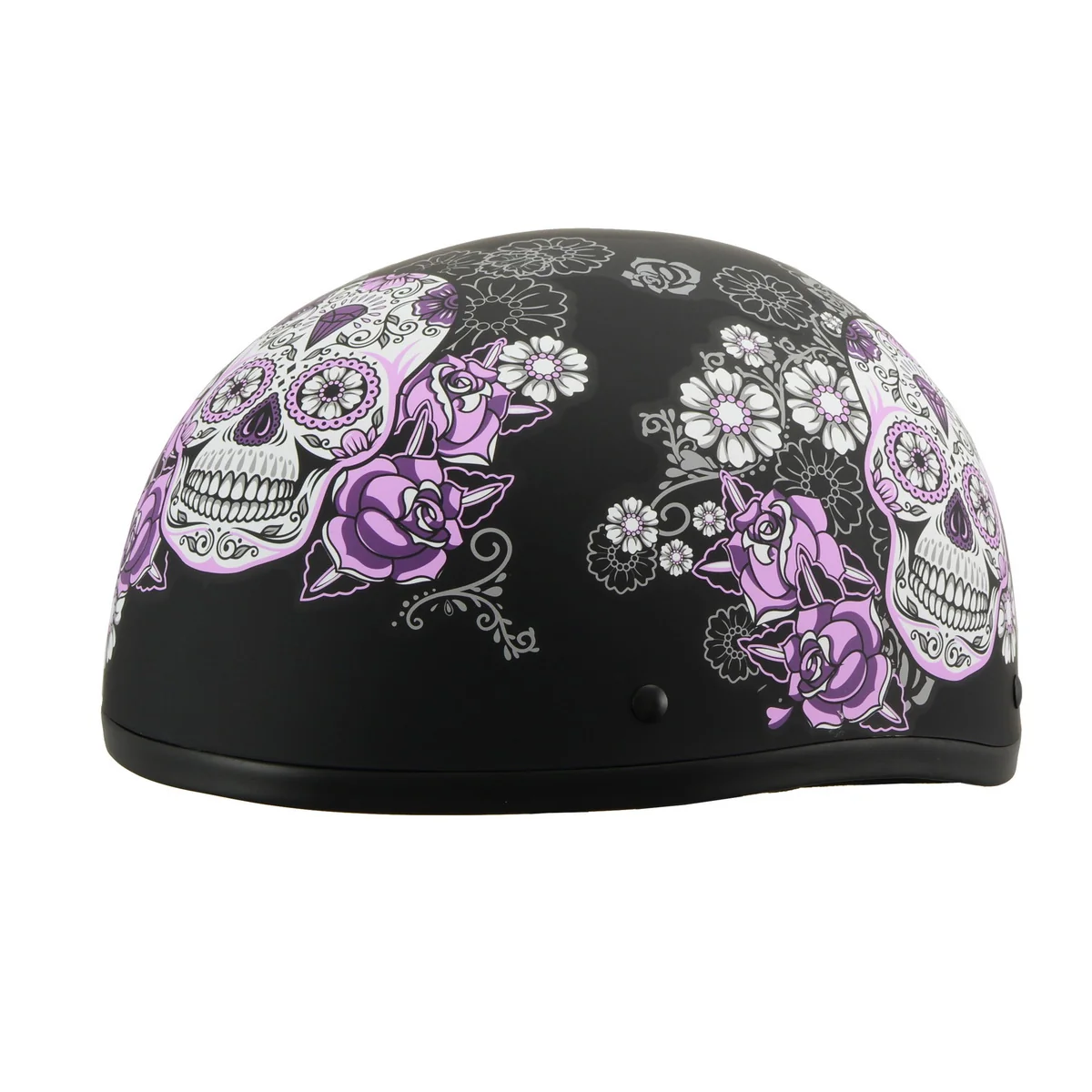 Practical Milwaukee Helmets MPH9874N Novelty Flowered Sugar Skull Matte Black Half Helmet Classic