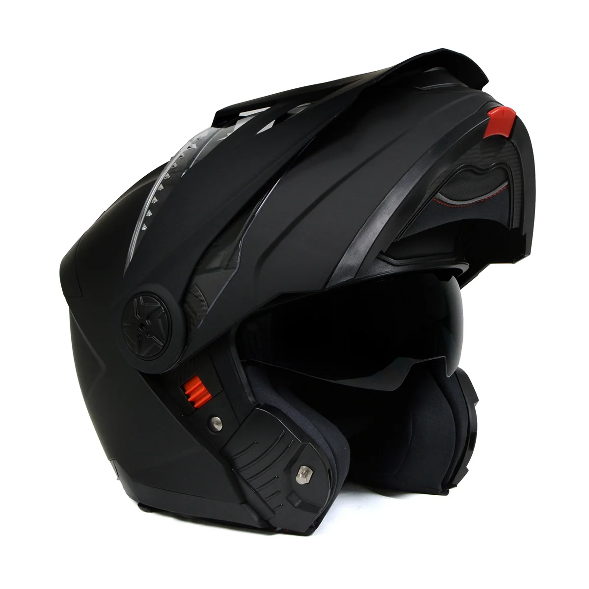 Crafted Milwaukee Helmets MPH9820DOT Flat Black Ominous Dual Sport Advanced Motorcycle Modular Helmet Biker Optimized