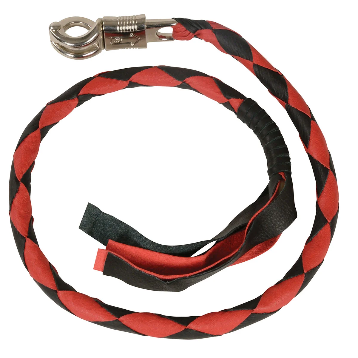 Professional Milwaukee Leather 36” Leather Whip – Black and Red Get Back Whip for Handlebar – Biker Whip – MP7900 Elite