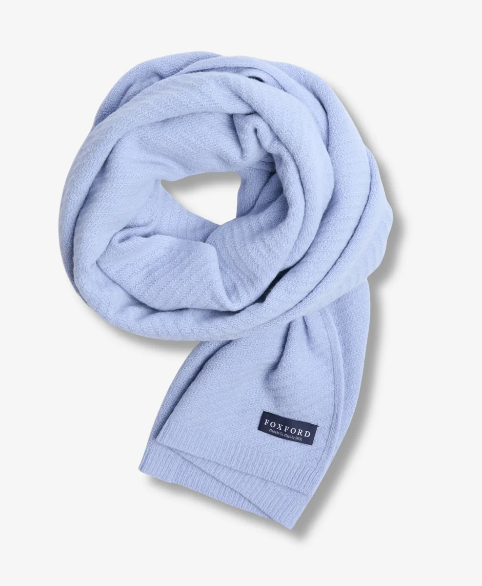 Premium Material Foxford Blue Knitted Lambswool Scarf Refined