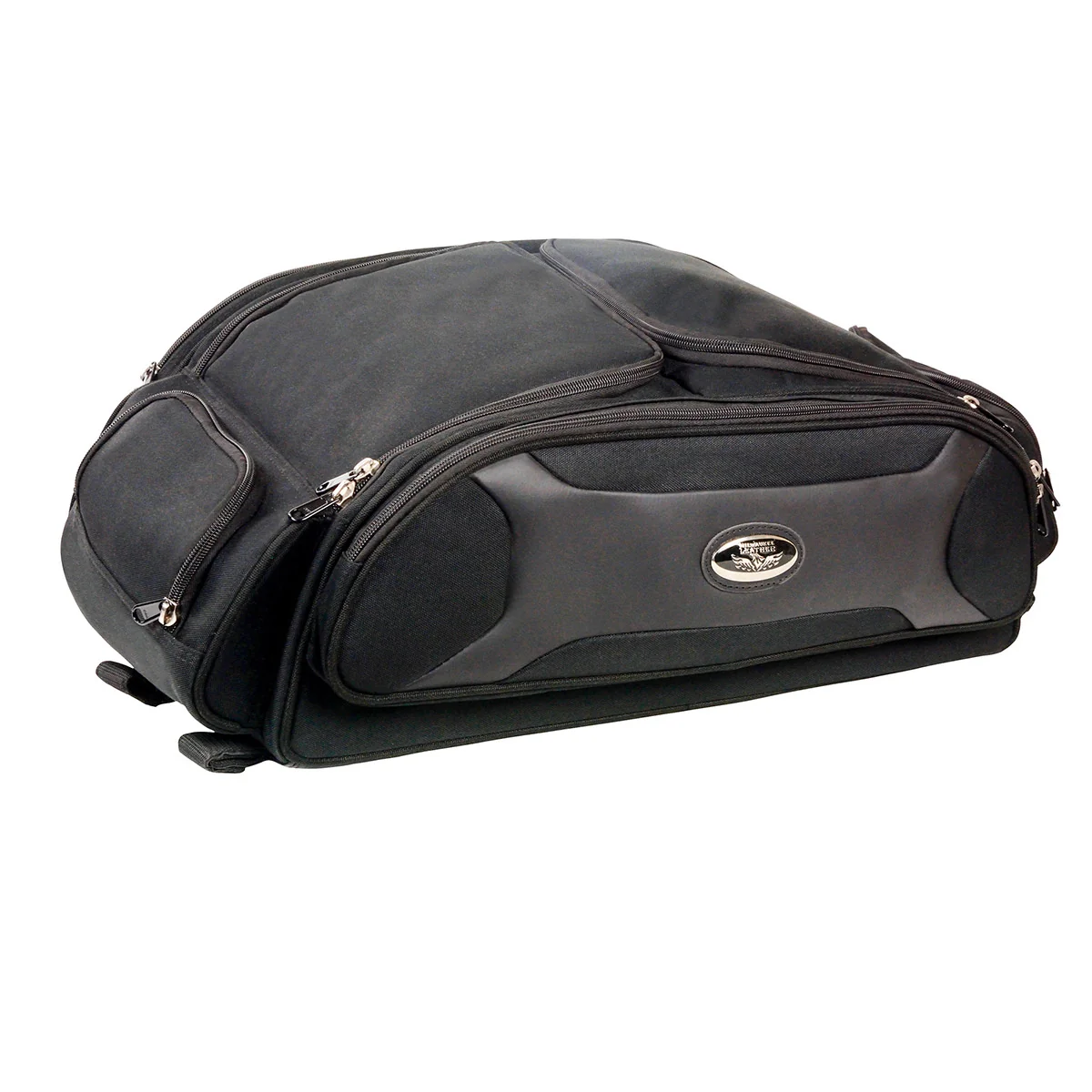 Carefully Designed Milwaukee Performance MP8107 Medium Black Long Textile Motorcycle Back Trunk Rack Travel Bag Enhanced