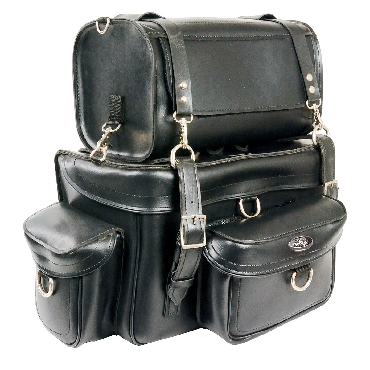Reliable Milwaukee Leather MP8100 Large Black PVC 2-Piece Motorcycle Touring Pack Sissy Bar Bag Contemporary