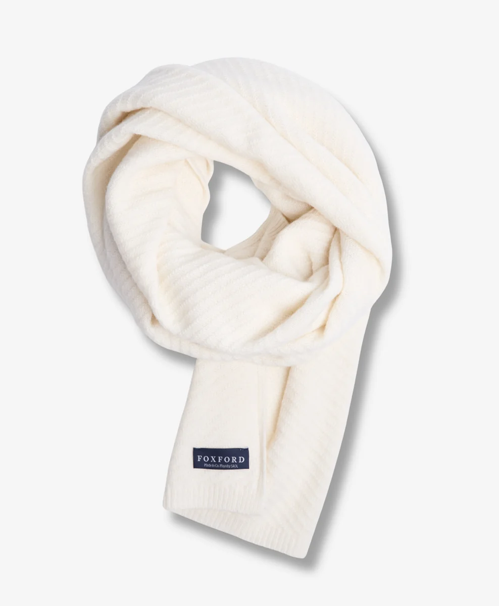 Exclusive Foxford Natural Knitted Lambswool Scarf Outstanding
