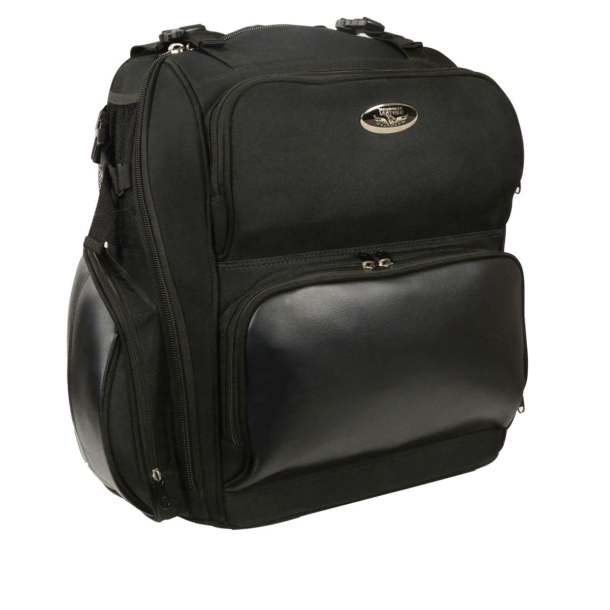 Fine Milwaukee Leather MP8112 Black Large Textile Luggage Sissy Bar Bag Advanced