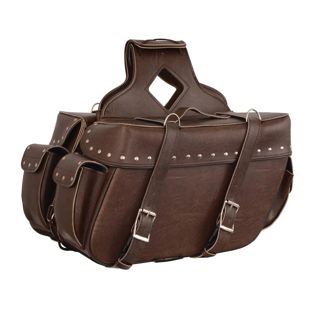 Traditional Milwaukee Leather MP8335RT Large Retro Brown PVC Zip-Off Throw Over Saddlebags Exclusive