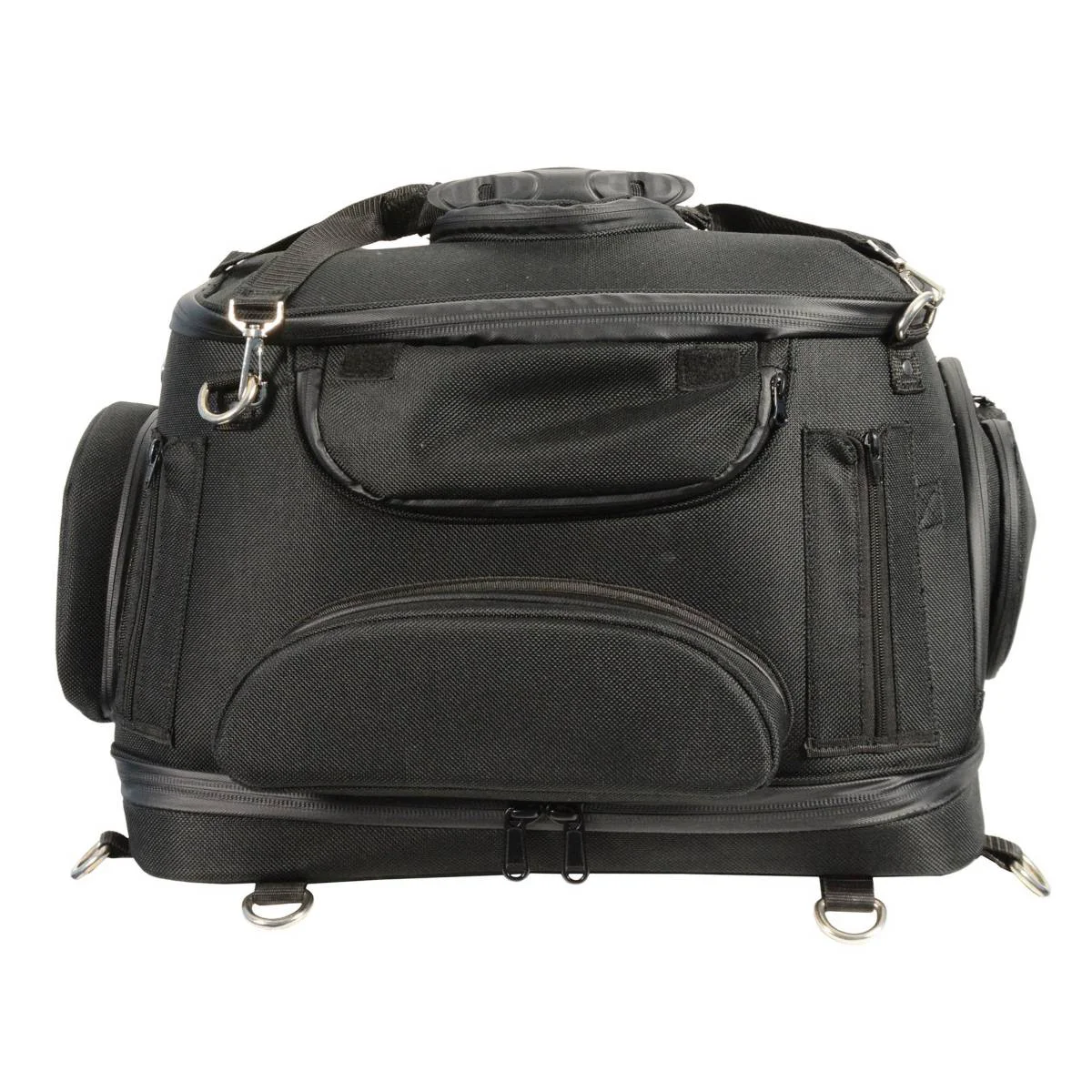 Effective Milwaukee Performance MP8103 Large Black Heavy Duty Textile Motorcycle Pet Carrier Sissy Bar Bag Solid