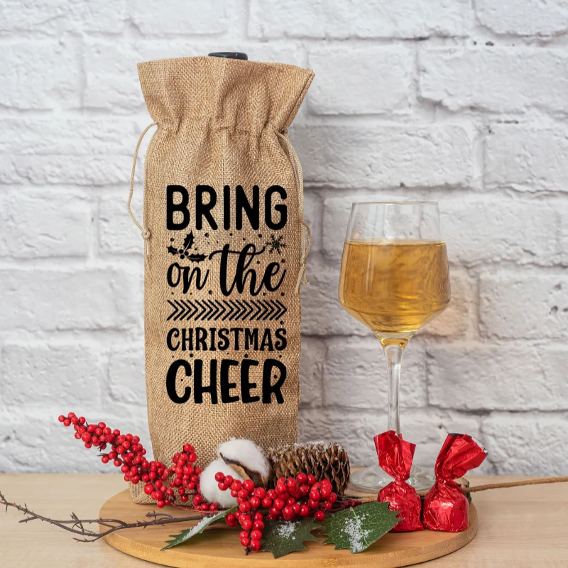 Natural Christmas Burlap Wine Bag Fine