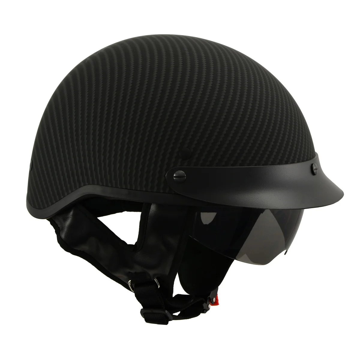 Organic Milwaukee Helmets MPH9722DOT Matte Black Half Helmet with Drop Down Sun Visor Pure